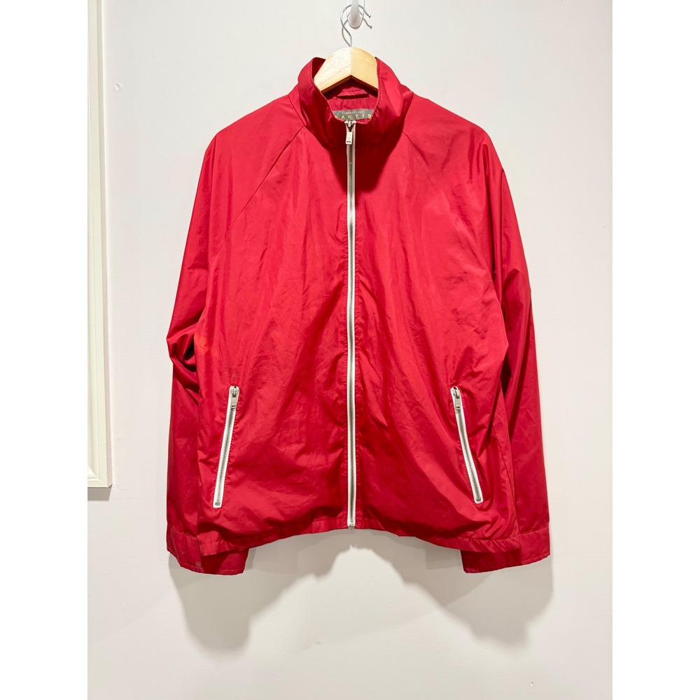 Kenneth Cole Reaction Mens Red Full Zip Mesh Lined Windbreaker Jacket Medium